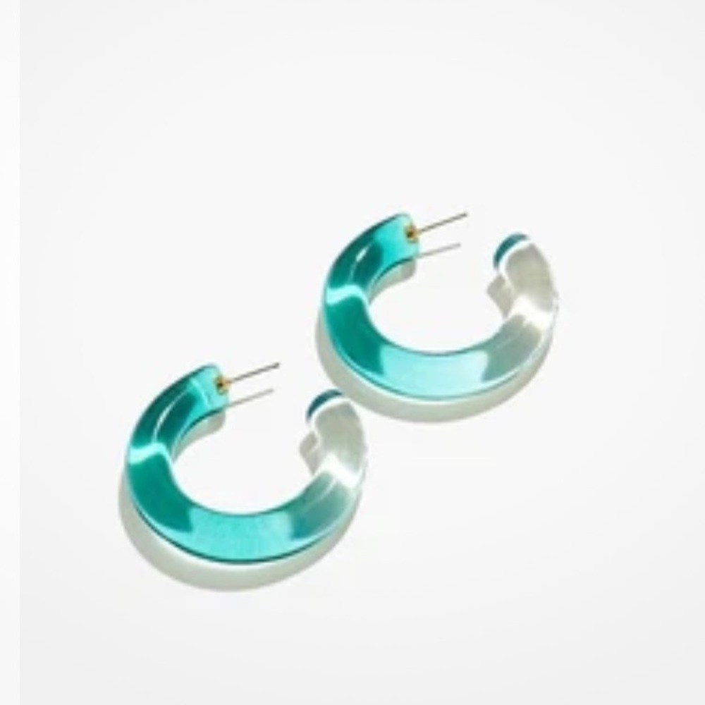 NEW Madewell women's Warm Blue Grass Ombré Resin Hoop Earrings